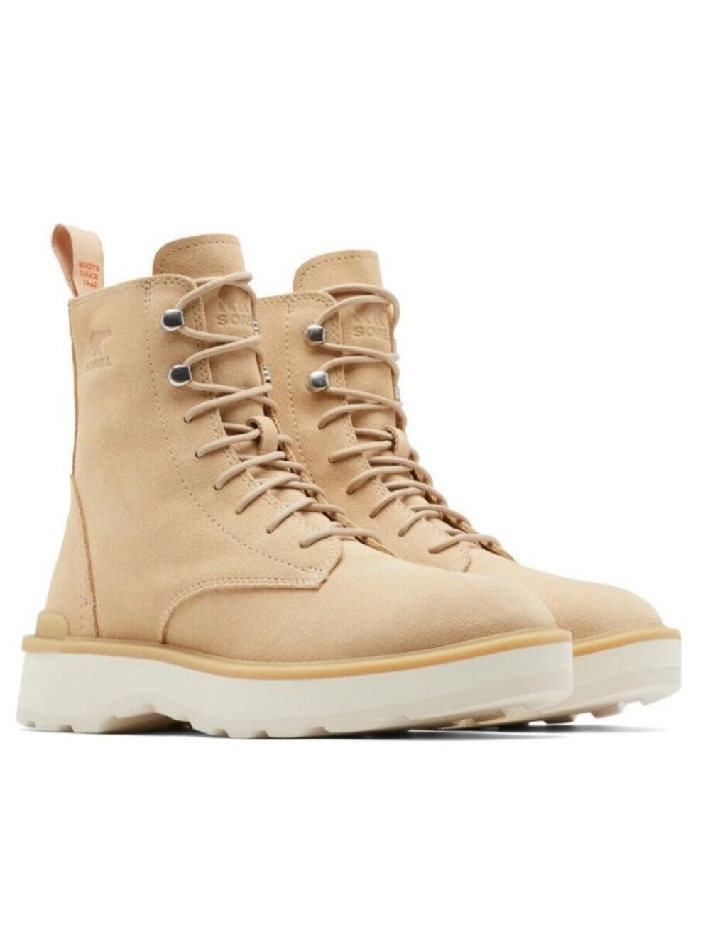 Sorel Women's Hi-Line Lace Up Waterproof Suede Combat Ankle Boots Ceramic Size 8